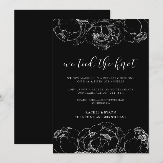 Invitation Nous avons attaché le noeud Peonies mariage faire- (Devant / Derrière)