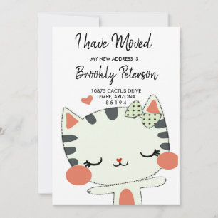Invitation Nous avons déménagé   mignon Kitty Pretty 