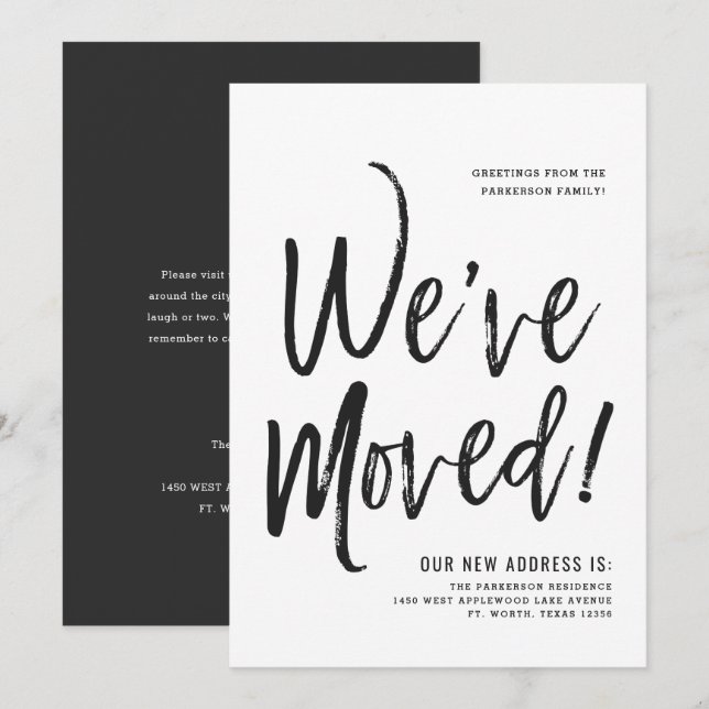 Invitation Nous avons déménagé | Style de script Nouvelle adr (Devant / Derrière)