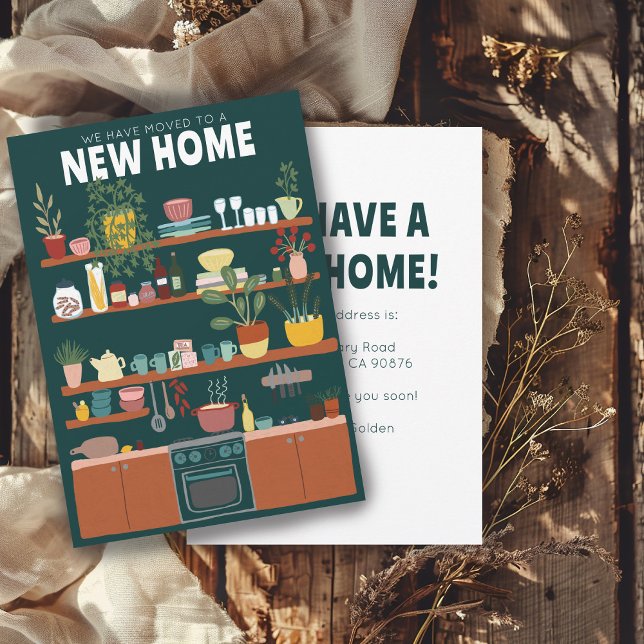 Invitation Nous Avons Déplacé Adresse Changer Cute Kitchen Ar (We Have Moved Address Change Cute Kitchen Art Illustration Invitation
)