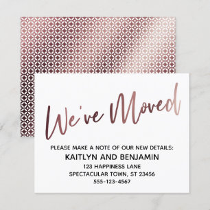Invitation Nous avons déplacé écriture manuscrite Rose Motif 