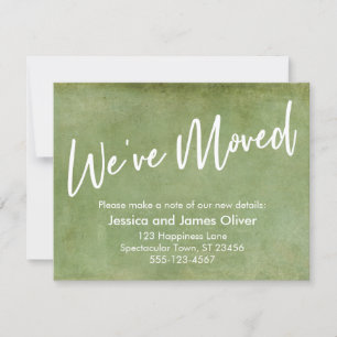 Invitation Nous avons déplacé la typographie Green Grunge Fai