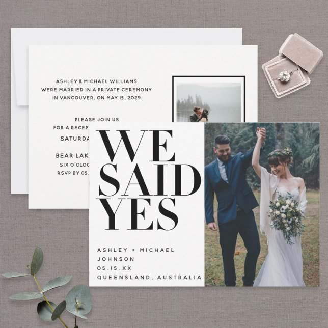 Invitation NOUS AVONS DIT OUI | 2 Réception de mariage avec p (Créateur téléchargé)