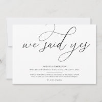 Nous avons dit oui Annonce de mariage minimaliste