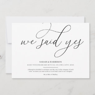 Invitation Nous avons dit oui Annonce de mariage minimaliste