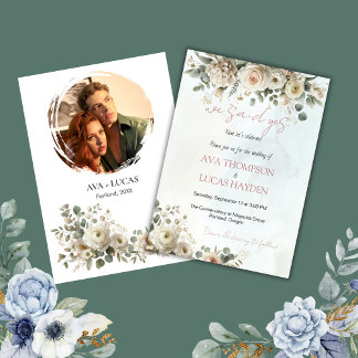 Invitation Nous Avons Dit Oui Blush & Dusty Rose Floral Maria
