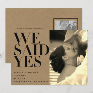 Invitation Nous Avons Dit Oui Kraft Sepia Mariage Photo Faire