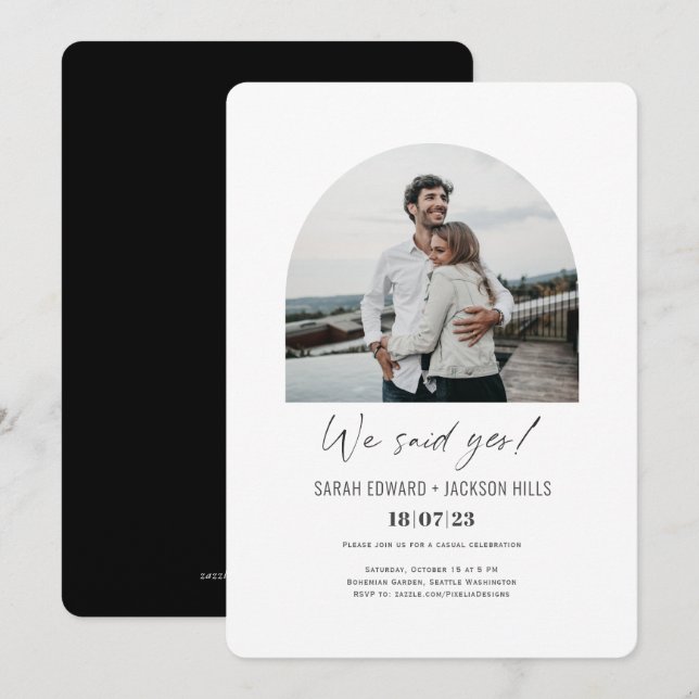 Invitation Nous avons dit oui simple mariage moderne photo el (Devant / Derrière)