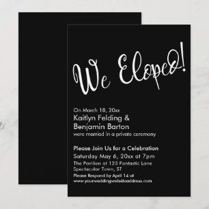 Invitation Nous Avons Échappé ! Mariage de Black Modern Post
