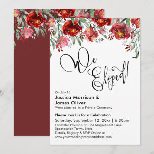Invitation Nous Avons Elopé La Typographie Fleurs Rouges Bour