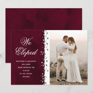 Invitation Nous Avons Elopé Parties scintillant Coeurs Photo 