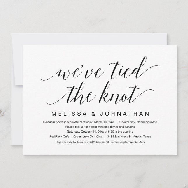 Invitation Nous avons fait le noeud, Fête de mariage en fuite (Devant)