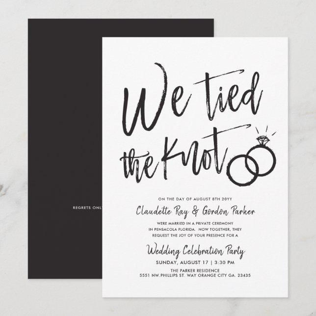 Invitation Nous avons fait le nœud | Soirée de mariage après  (Devant / Derrière)
