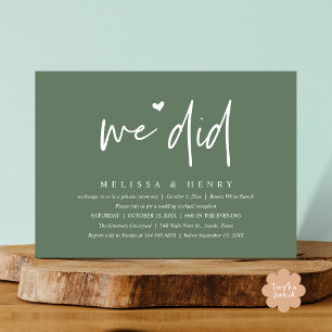 Invitation Nous Avons Fait Moderne Mariage Elopement Dîner De
