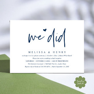 Invitation Nous Avons Fait Moderne Mariage Elopement Dîner De