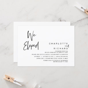 Invitation Nous avons fui, Mariage Elopement Party Fête