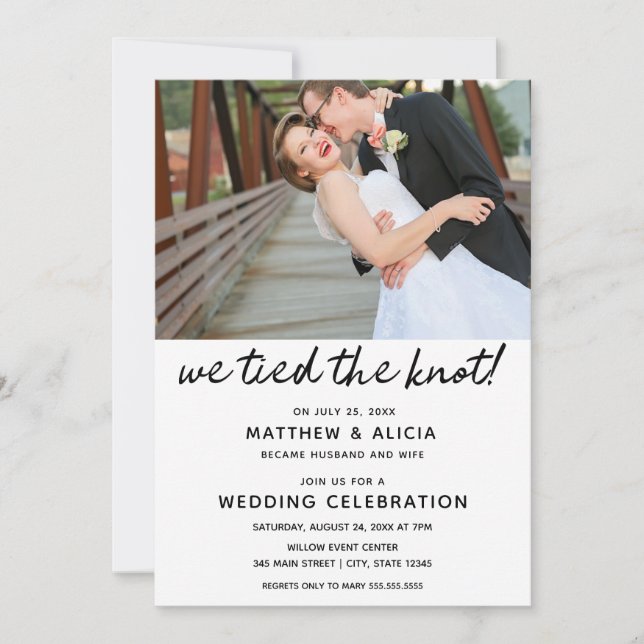 Invitation Nous avons lié la réception de mariage de noeud (Devant)