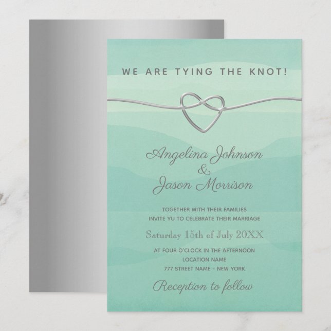 Invitation Nous Avons Lié La Réception De Mariage De Noeud (Devant / Derrière)