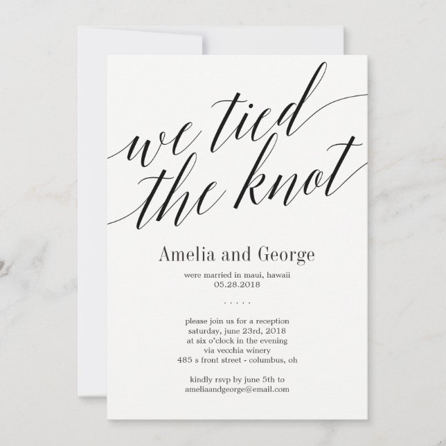 Invitation Nous Avons Lié La Réception De Mariage De Noeud Sc (Devant)