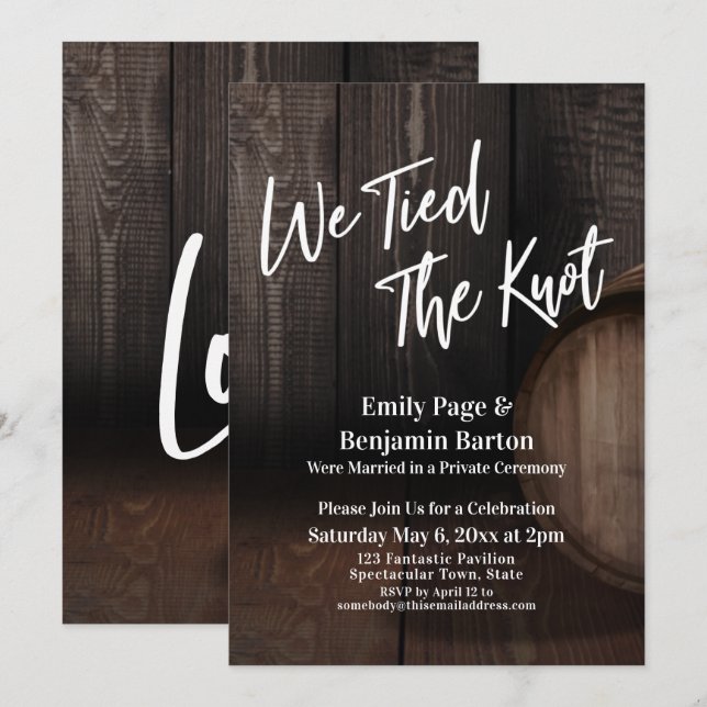 Invitation Nous avons lié la réception de mariage de vin de n (Devant / Derrière)