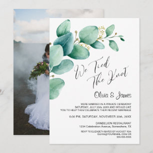 Invitation Nous avons lié le noeud Eucalyptus Feuilles Récept