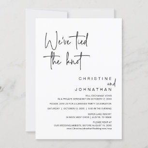 Invitation Nous avons lié le noeud, parti Mariage Elopement