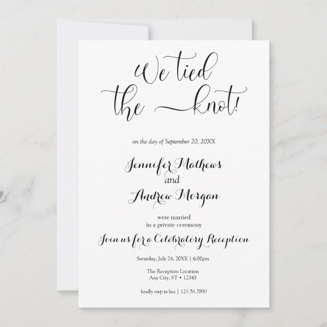 Invitation Nous avons lié le noeud | Réception de mariage Déc (Devant)
