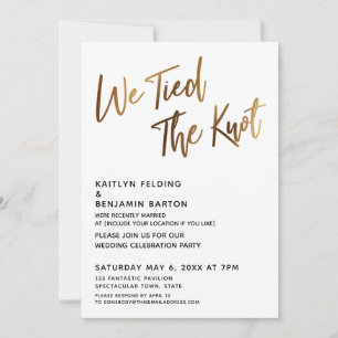 Invitation Nous avons lié l'écriture manuscrite en or Knot si