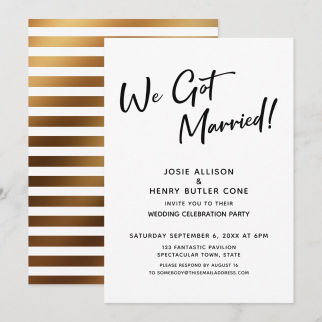 Invitation Nous Avons Marié Calligraphie Mariage Réception De (Devant / Derrière)