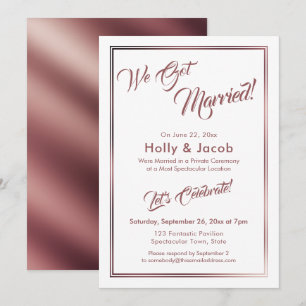 Invitation Nous Avons Marié Rose Gold Sur Blanc, Réception