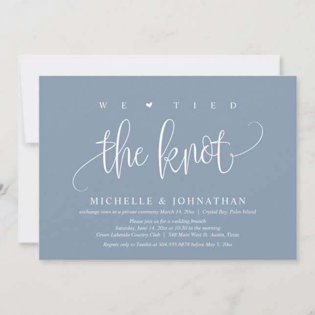 Invitation Nous Avons Mis Le Noeud, Parti Mariage Elopement (Devant)