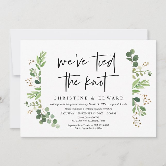 Invitation Nous avons noué le noeud, fête Mariage Elopement (Devant)