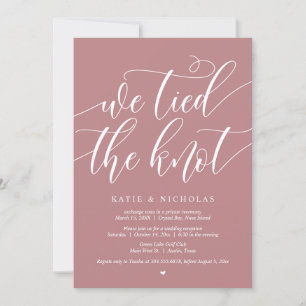 Invitation Nous avons noué le noeud, Mariage Elopement Party