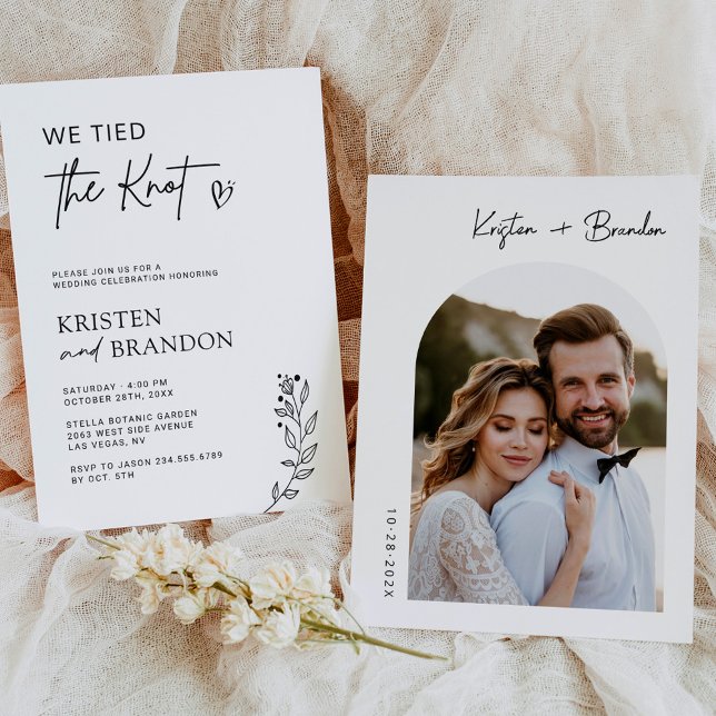 Invitation Nous avons noué le nœud Photo de mariage minimalis (Créateur téléchargé)