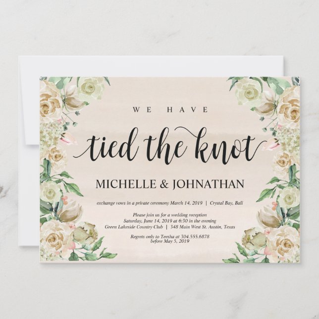 Invitation Nous avons noué le nœud, Réception de mariage inti (Devant)