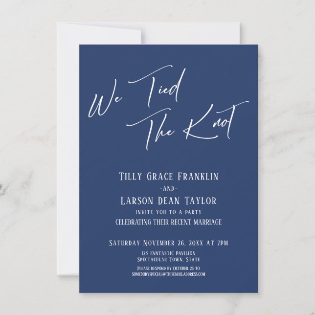 Invitation Nous avons noué le nœud Simple Typographie élégant (Devant)