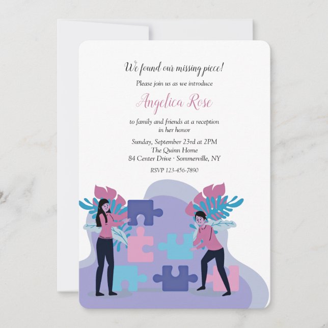 Invitation Nous Avons Trouvé Le Parti De L'Adoption De Pièce  (Devant)