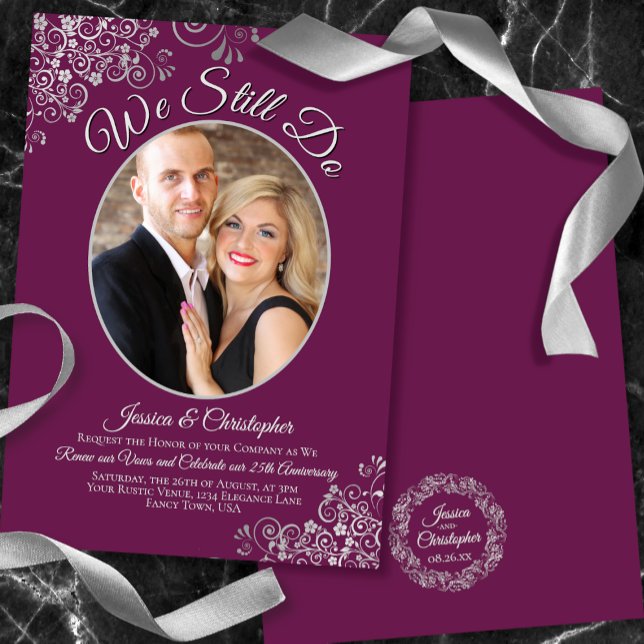 Invitation Nous Continuons À Faire Cassis & Argent Mariage Vo (Créateur téléchargé)