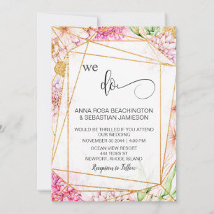 Invitation *~* NOUS EFFECTUONS Floral Géométrique RSVP AR15 Q