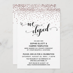 Invitation Nous Elopé Script Rose Gold Confetti Réception