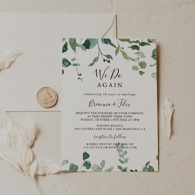 Invitation Nous faisons à nouveau Script Green Foliing Vow Re (Créateur téléchargé)