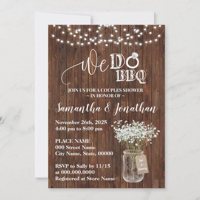 Invitation Nous faisons barbecue couples douche mariage campa (Devant)