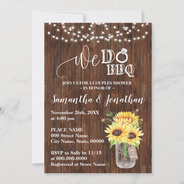 Invitation Nous faisons bbq couple douche tournesol mariage c (Devant)