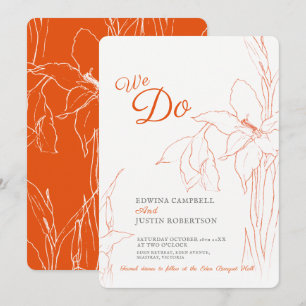 Invitation Nous faisons botanica gladiolus ligne art orange