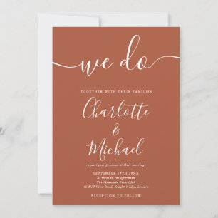 Invitation Nous faisons de la terracotta Mariage minimaliste 