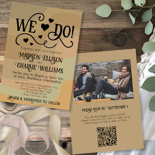 Invitation Nous faisons Earthtone Retro Spirls QR Code Photo