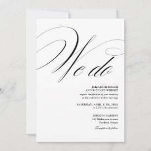 Invitation Nous faisons Élégant Script Mariage Noir Et Blanc