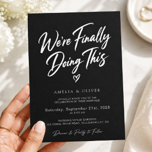Invitation Nous faisons enfin cela Mariage noir moderne