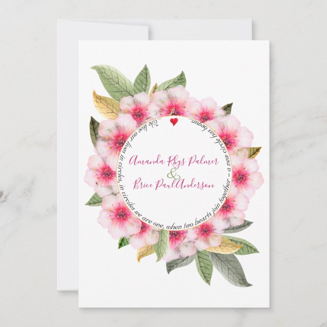 Invitation Nous faisons fleur de cerisier avec mariage poème (Devant)