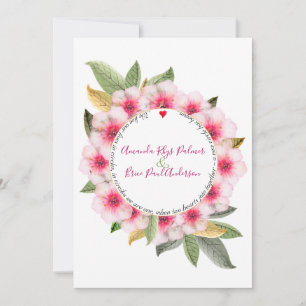 Invitation Nous faisons fleur de cerisier avec mariage poème